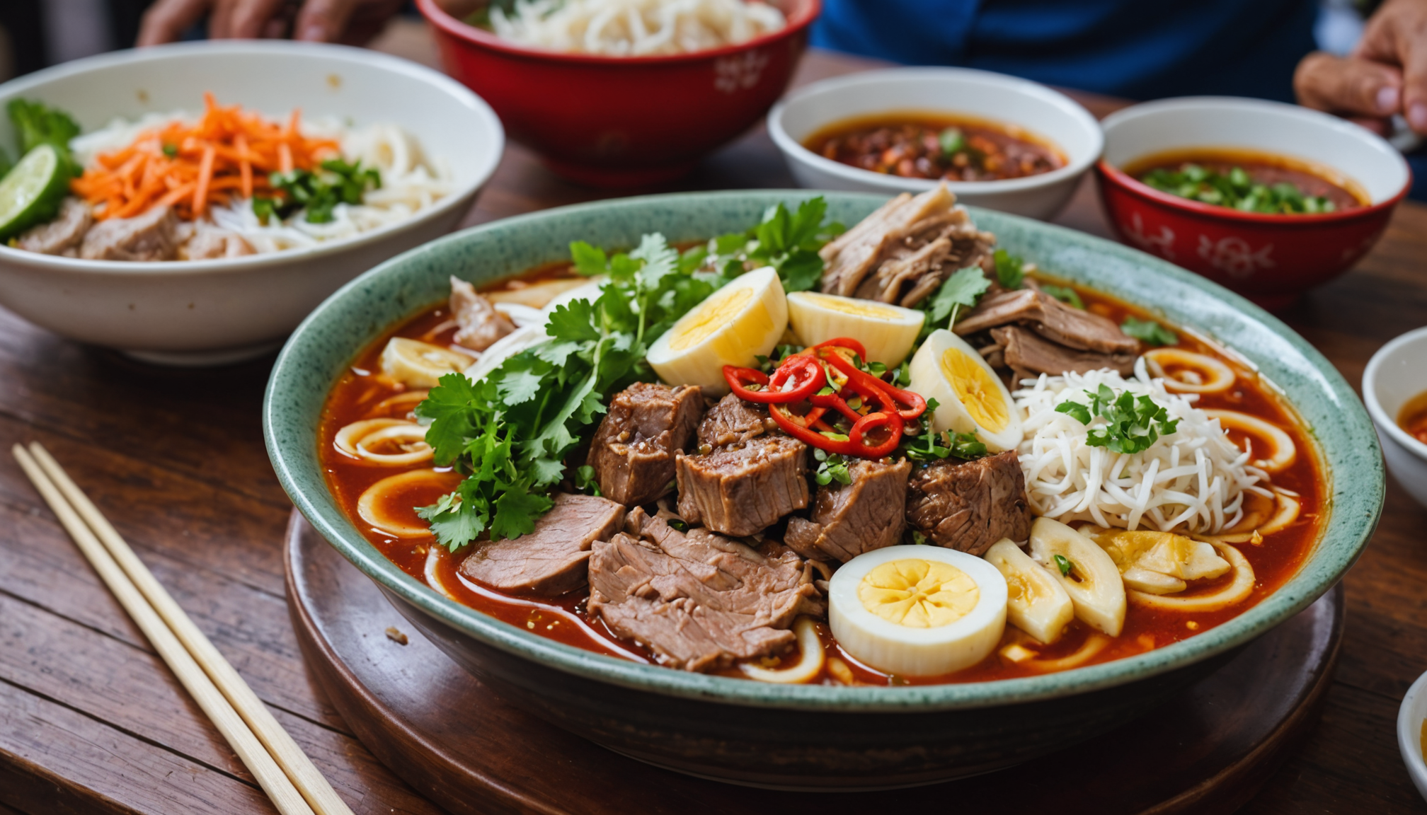 découvrez le bun bo hue, une délicieuse soupe épicée emblématique du vietnam central. savourez un mélange harmonieux de nouilles de riz, de viande tendre et d'arômes parfumés qui éveillent vos papilles. parfaite pour les amateurs de cuisine asiatique à la recherche d'une expérience gustative incontournable!