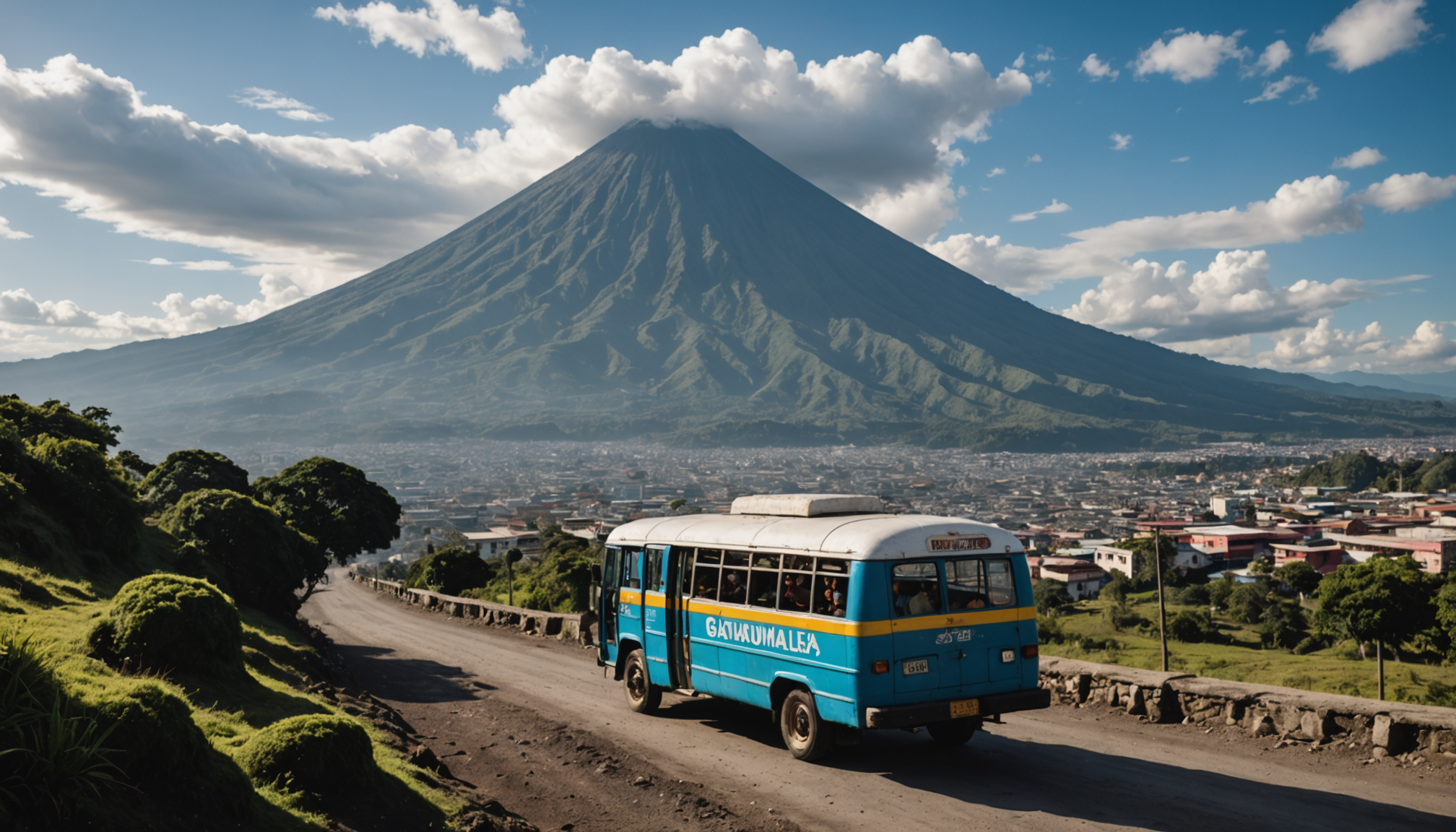 découvrez les majestueux volcans du guatemala à partir de 25€ par jour avec notre service de transport en chicken bus. une aventure inoubliable au cœur de paysages époustouflants et de cultures uniques vous attend. réservez dès maintenant votre escapade volcanique !