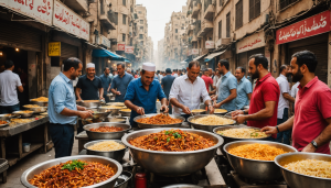 explorez le koshari, le plat emblématique du caire, une délicieuse combinaison de lentilles, de pâtes et de riz, le tout pour seulement 1,20€. une expérience culinaire incontournable à ne pas manquer!