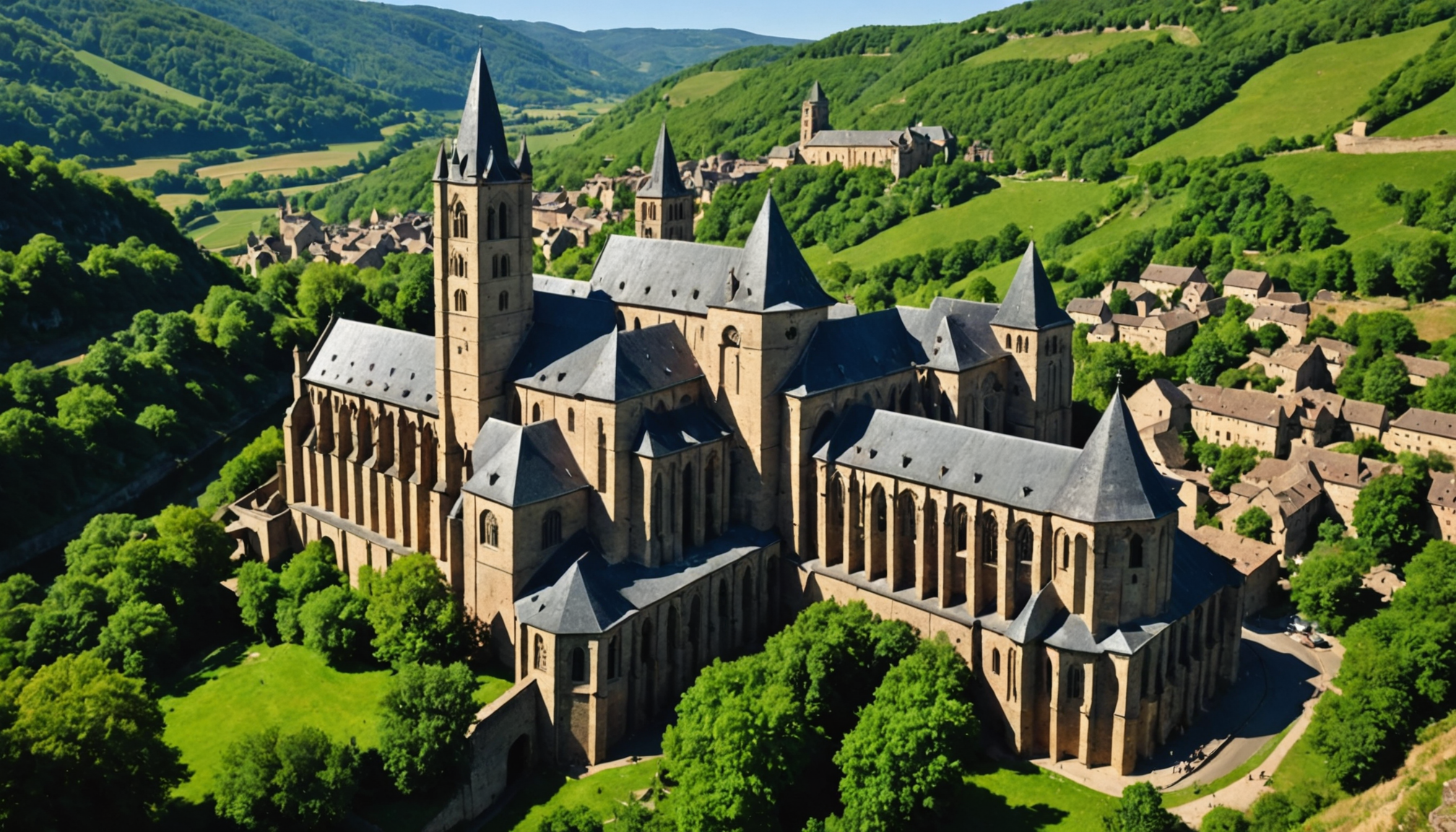 découvrez la basilique sainte-foy de conques, chef-d'œuvre de l’art roman en aveyron, célèbre pour son architecture remarquable, ses vitraux et son riche patrimoine historique au cœur du village médiéval de conques.